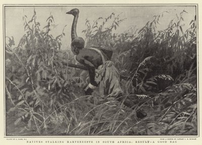 Natives Stalking Hartebeeste in South Africa, Result, A Good Bag by Joseph Nash