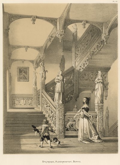 Staircase, Aldermaston, Berks by Joseph Nash