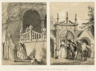 Stairs to the Terrace, and Postern Gate, Bramshill, Hants by Joseph Nash