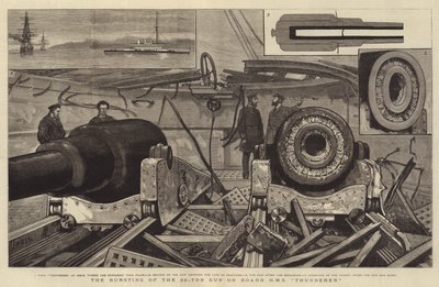 The Bursting of the 38-Ton Gun on Board HMS Thunderer by Joseph Nash
