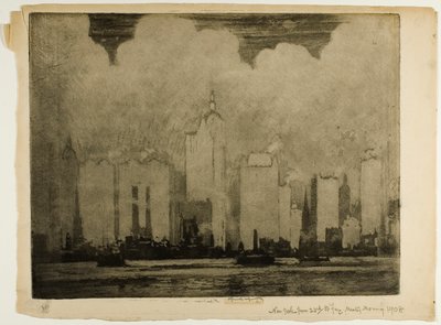 New York from 23rd St. Ferry—In the Mist of a Morning by Joseph Pennell