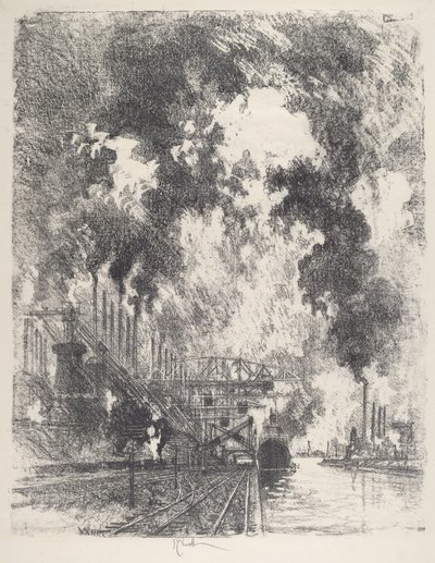 Unloading Ore by Joseph Pennell