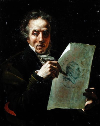 Self Portrait with a Drawing of Louis XVIII (1755-1824) by Joseph Roques