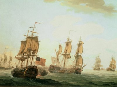 Naval Engagement between a British East Indiaman and a French Warship by Joseph Roux