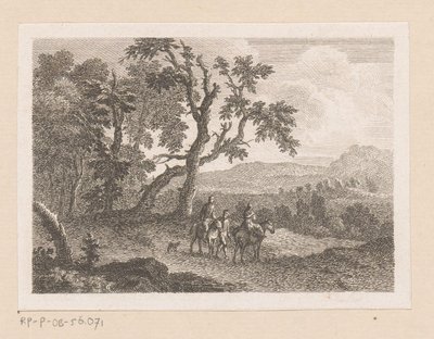 Landscape with Two Riders and a Man on Foot by Joseph Wagner (possibly)