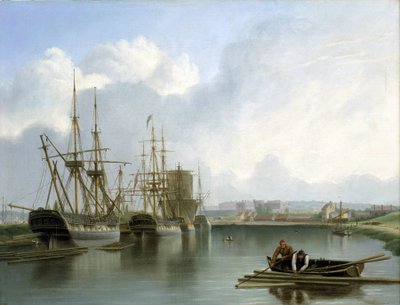 Description of the Docks in Bristol with Indiaman Ships Trading and Transporting American Lumber by Joseph Walter