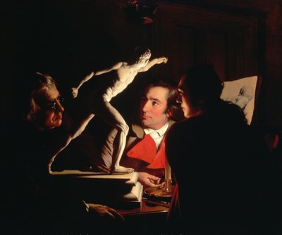 Three Persons Viewing the Gladiator by Candlelight by Joseph Wright of Derby