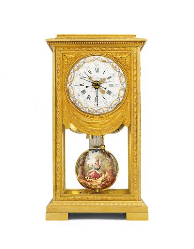 Louis XVI month-going mean and solar time mantel regulator with remontoire by Joseph and Robin Robert  Coteau
