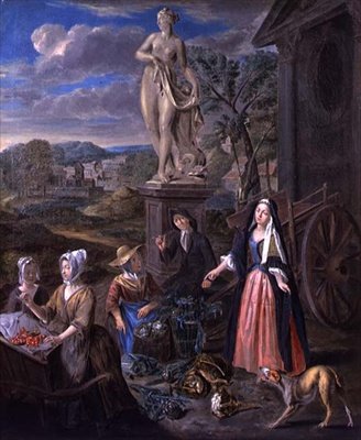 Figures at a Market in a Classical Landscape by Joseph van Aken