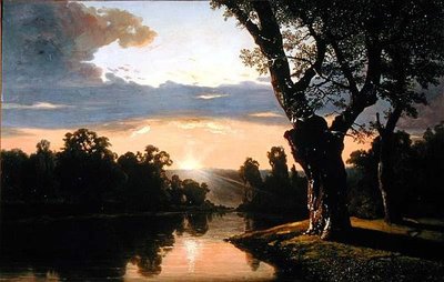Landscape with river and trees by Josephine Bowes