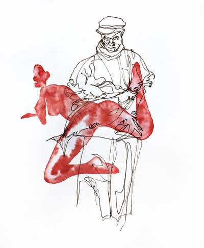 Red Nude Fisherman by Joshua Hoskins