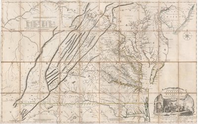 A Map of the Most Inhabited Part of Virginia by Fry and Jefferson by Joshua & Jefferson Peter Fry