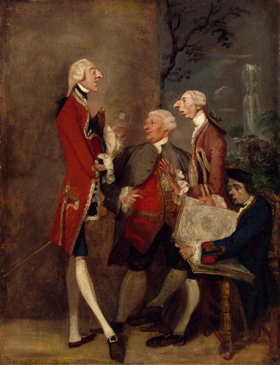 Caricature of Thomas Brudenell, Baron Bruce, the Hon. John Ward, Joseph Leeson, later 2nd Earl of Milltown, and Joseph Henry of Shafford by Joshua Reynolds