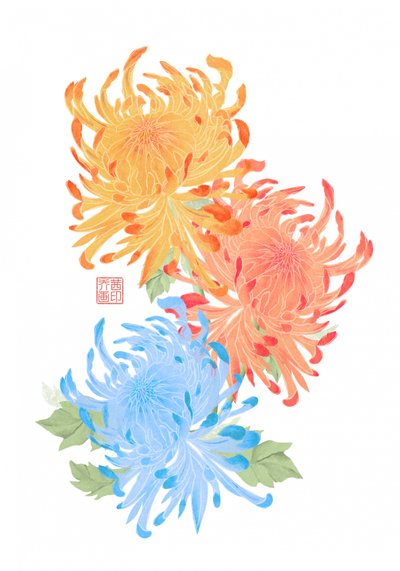 Vibrant Asian Chrysanthemums by Josie George