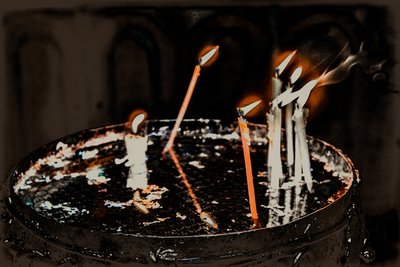 Lit Candles, from the series Church of the Holy Sepulchre by Joy Lions
