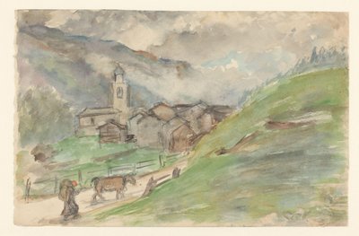Mountain Village with Church by Jozef Israëls