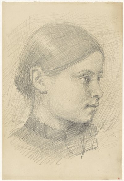 Head of a Girl with Sleek Hair by Jozef Israëls