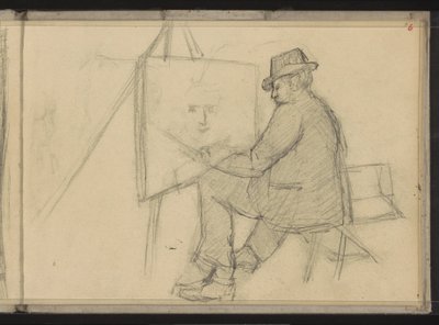 Artist Sitting Behind an Easel by Jozef Israëls