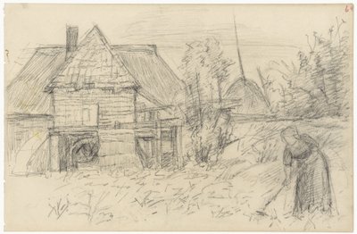 Watermill with Raking Woman by Jozef Israëls