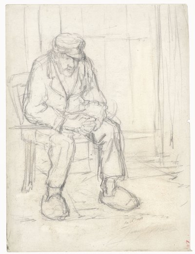 Sitting Old Farmer by Jozef Israëls