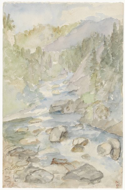 Mountain Landscape with Stream by Jozef Israëls