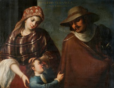 Castizo and Spaniard Produce a Spaniard, c.1715 by Juan Rodríguez Juárez