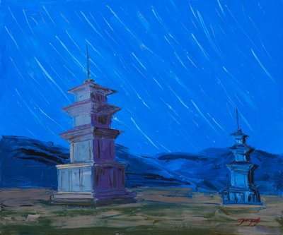 Ancient Pagodas Night Sky by Jukyong Park