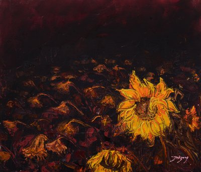 Dark Glowing Sunflowers by Jukyong Park