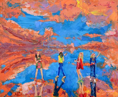 Girls Under Sunset Sky by Jukyong Park