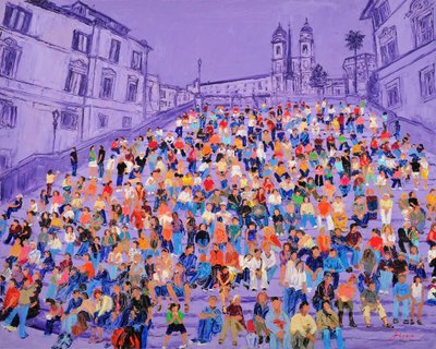 Purple Spanish Steps Crowd by Jukyong Park