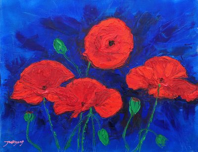 Vibrant Red Poppies by Jukyong Park