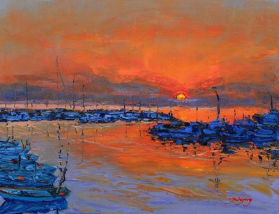 Vibrant Sunset Marina by Jukyong Park