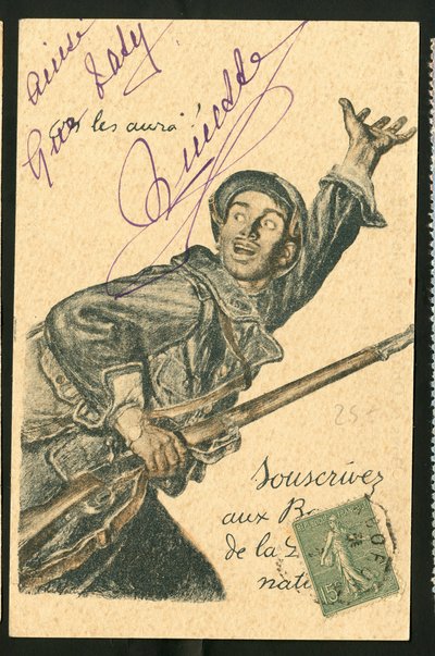 Postcard: Subscribe to National Defence Bonds - War of 14-18, Belligerents and Symbols, Loan, Patriotic Days - Illustration by Abel Faivre by Jules Abel Faivre