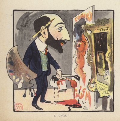 Self-portrait of French painter and illustrator Jean-Alexandre Grun by Jules Alexandre Gruen or Grun