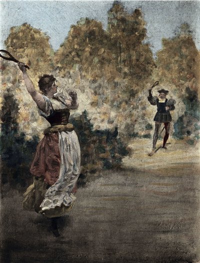 Man and Woman Playing Grieche. Gargantua. Illustration by Jules Garnier. In 
