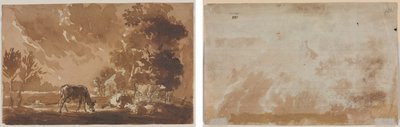 Landscape with Cattle (recto) Cattle (verso) by Jules Dupré
