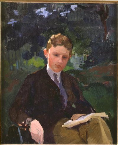 Portrait of Marcel Renoux aged about 13 or 14, reading by Jules Ernest Renoux
