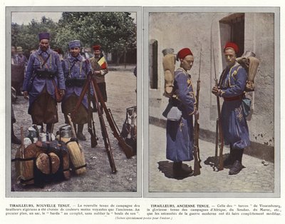 Tirailleurs, Nouvelle Tenue, Tirailleurs, Ancienne Tenue by Jules Gervais Courtellemont