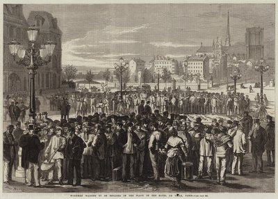 Workmen Waiting to be Engaged in the Place of the Hotel de Ville, Paris by Jules Pelcoq