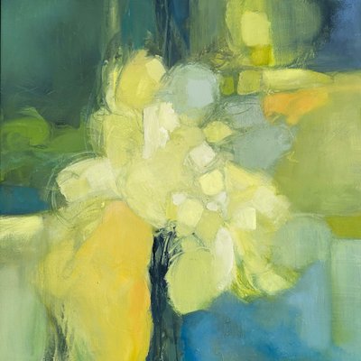 Golden Bloom Abstract by Julia Purinton