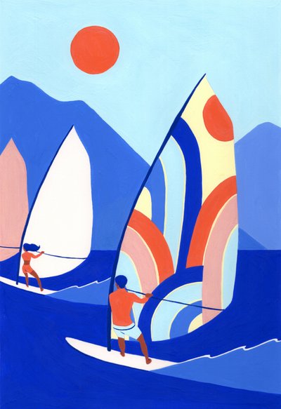 Vibrant Ocean Windsurfing by Julie Lesouef