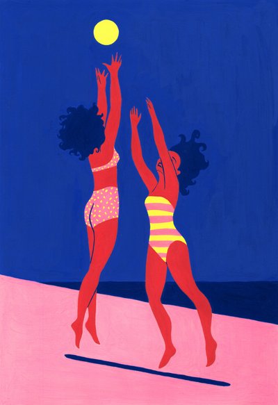 Volleyball Beach Fun by Julie Lesouef