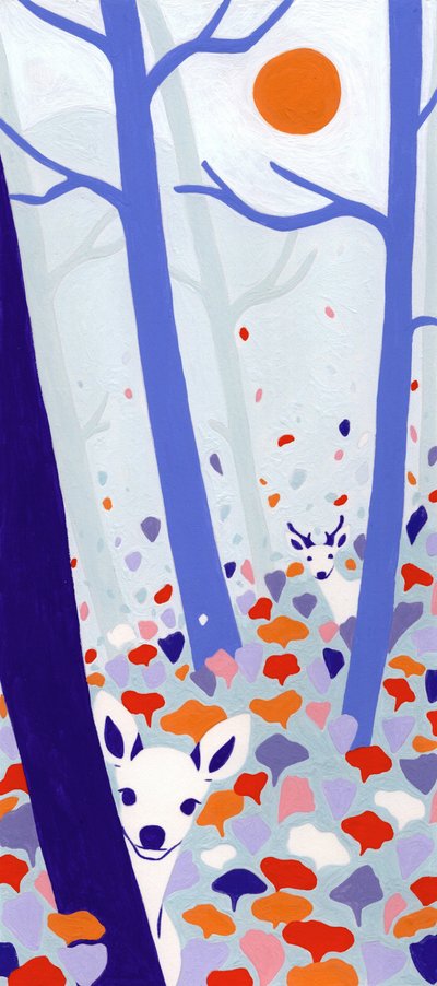 Whimsical Forest Fawns by Julie Lesouef