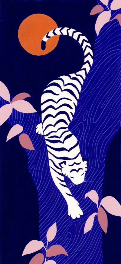 White Tiger Jungle Night by Julie Lesouef
