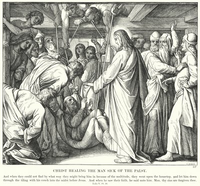 Christ Healing the Man Sick of the Palsy by Julius (after) Schnorr von Carolsfeld