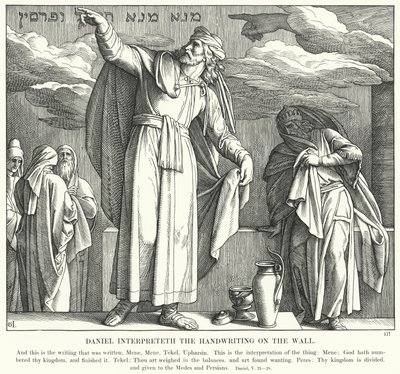 Daniel Interpreting the Handwriting on the Wall (engraving) by Julius (after) Schnorr von Carolsfeld