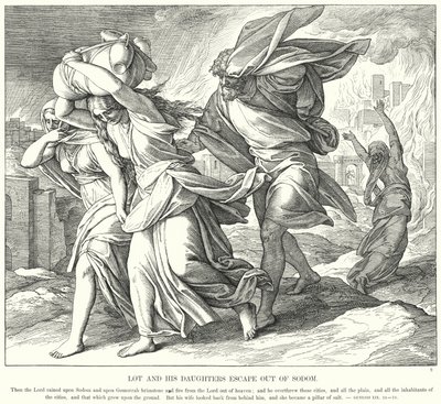 Lot and his Daughters Escape Out of Sodom by Julius (after) Schnorr von Carolsfeld