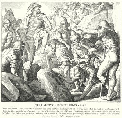 The Five Kings Found Hiding in a Cave (engraving) by Julius (after) Schnorr von Carolsfeld