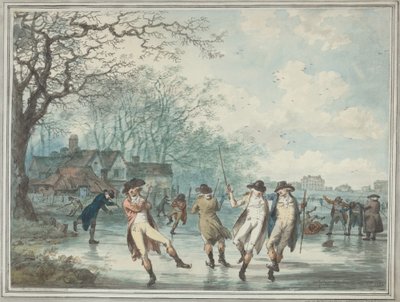 Skaters on the Serpentine in Hyde Park by Julius Caesar Ibbetson