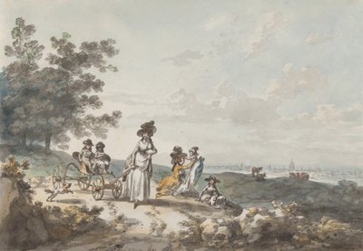 View of London with St. Paul’s in the Distance: Woman and Children with a Baby Carriage, 1787 by Julius Caesar Ibbetson